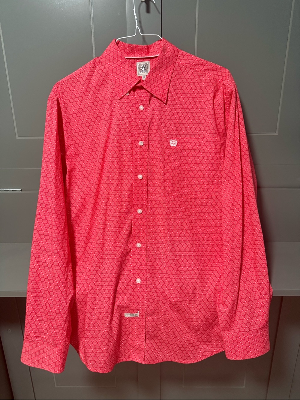 Cinch Men's Red Geometric Button-Up Dress Shirt